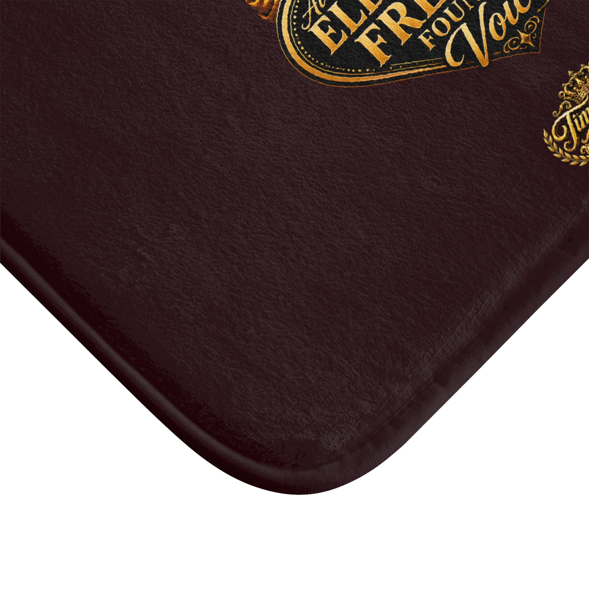 TimeWarp Drip – Burgundy Heritage Heart bath mat, bold gold and yellow "Rooted in Legacy" design ignites street-chic sophistication. | premium streetwear
