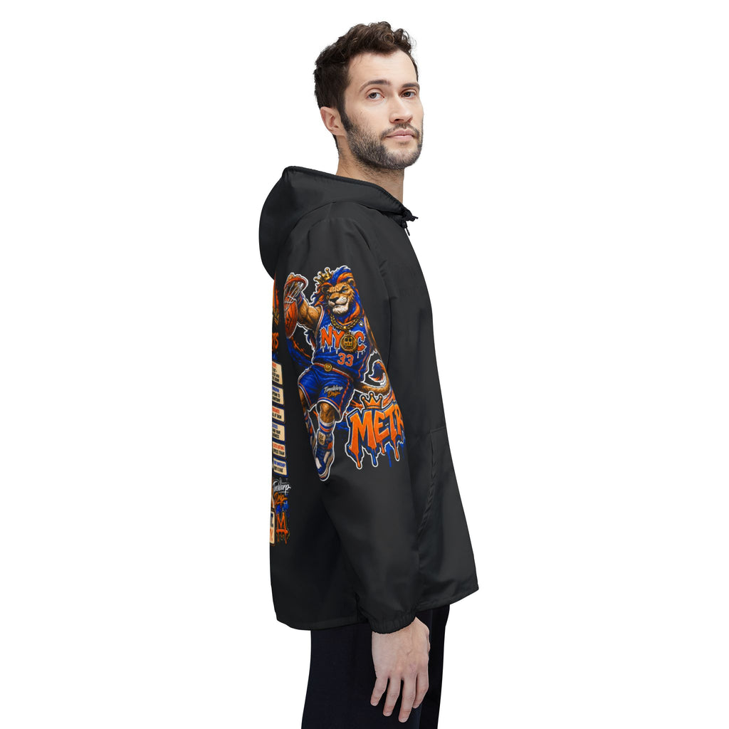 Basketball Windbreaker Jacket - 'Metro' (Black) Team Graphic Hooded Windbreaker
