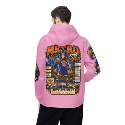 Basketball Windbreaker Jacket - 'Metro' (Pink) Team Graphic Hooded Windbreaker