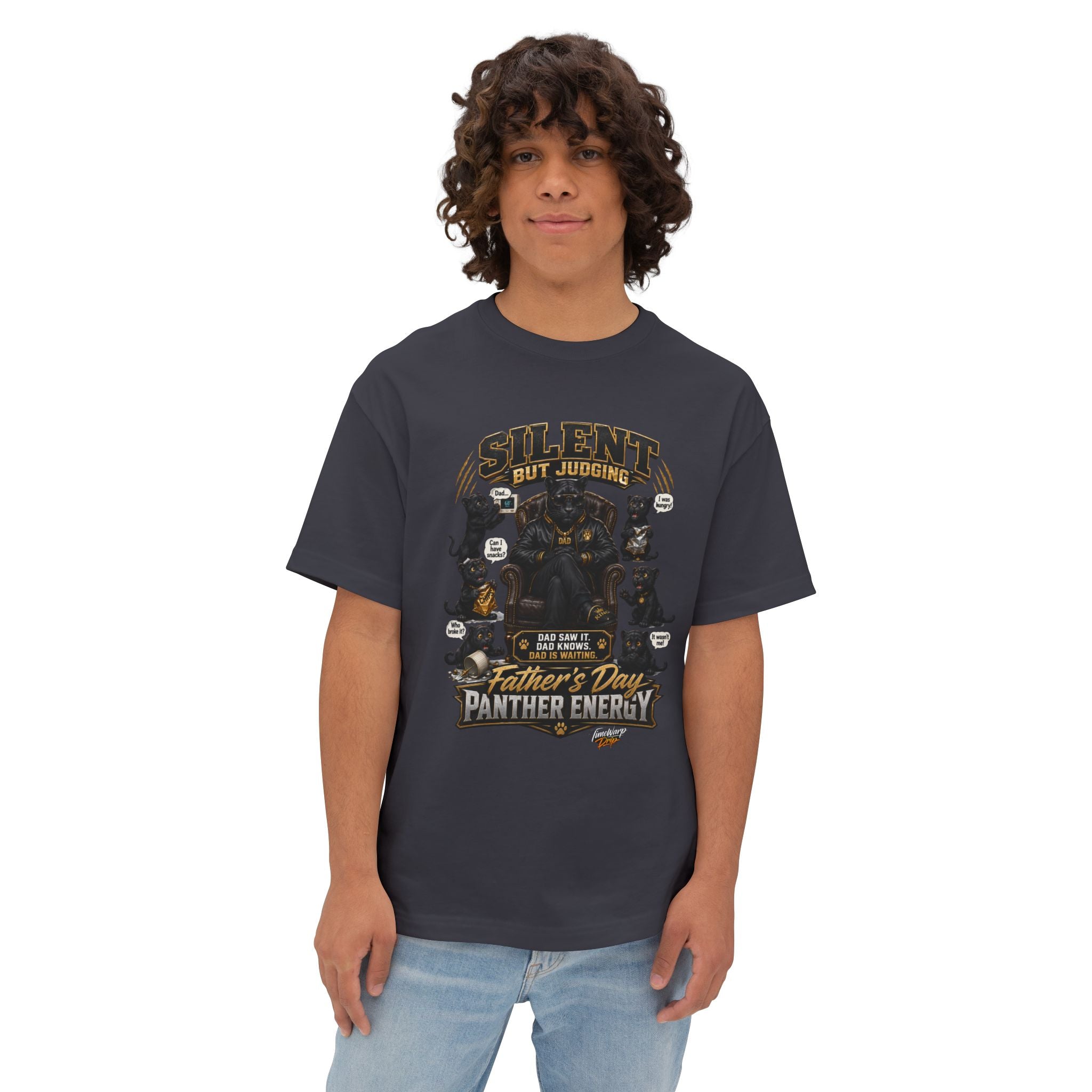 TimeWarp Drip Silent But Judging Panther Energy Graphic Tee – Black – Oversized Streetwear | TimeWarp Drip