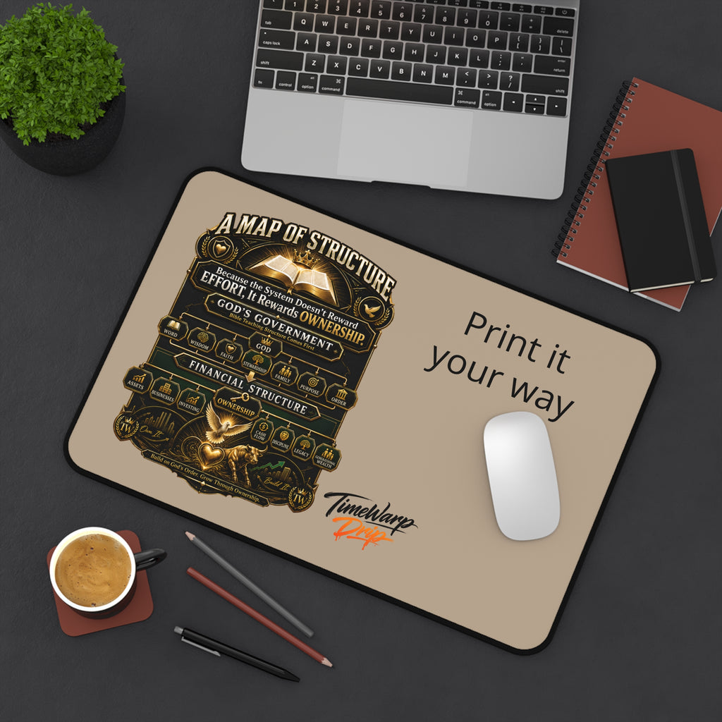A Map of Structure Desk Mat — Vintage Faith & Financial Diagram Office Mouse Pad