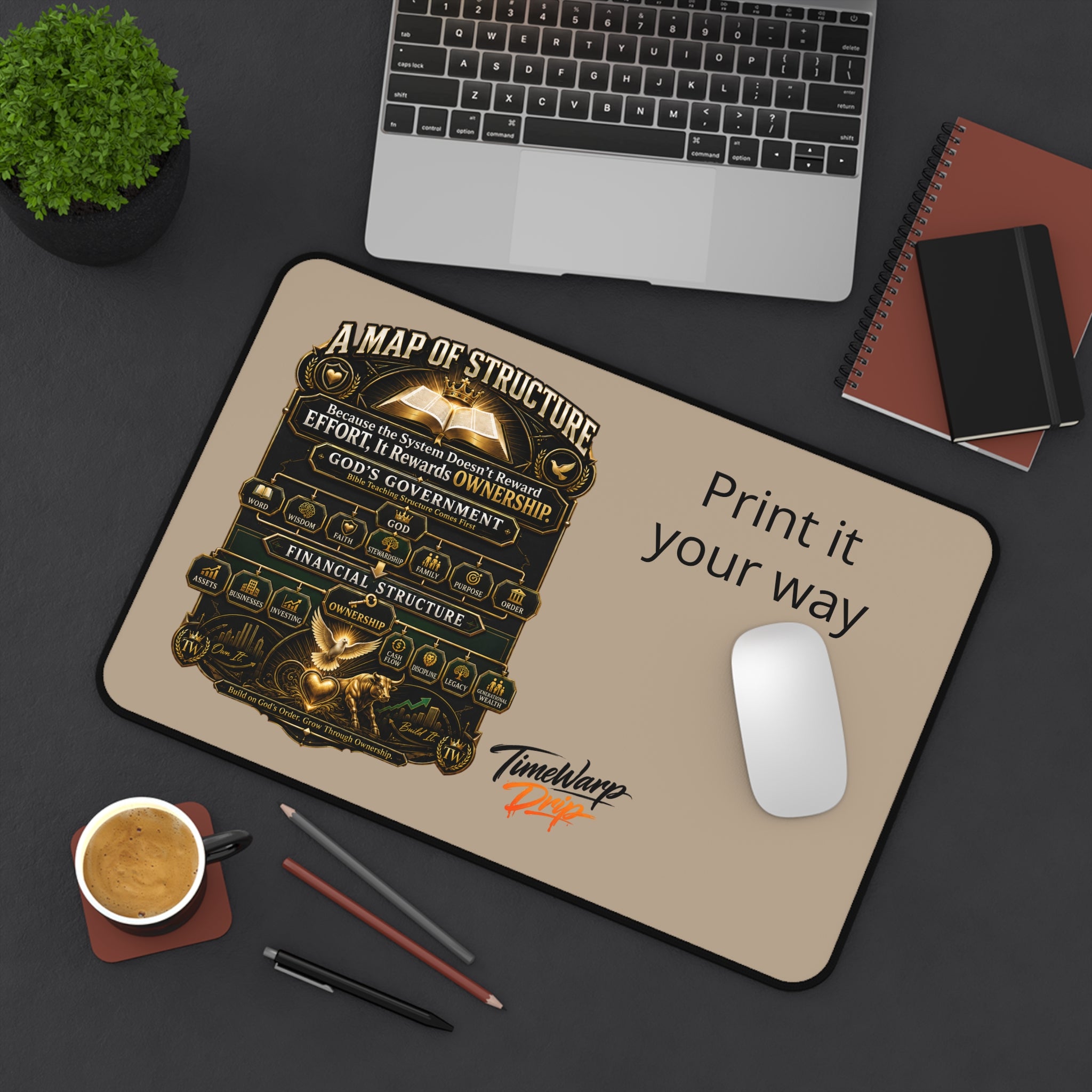 A Map of Structure Desk Mat — Vintage Faith & Financial Diagram Office Mouse Pad