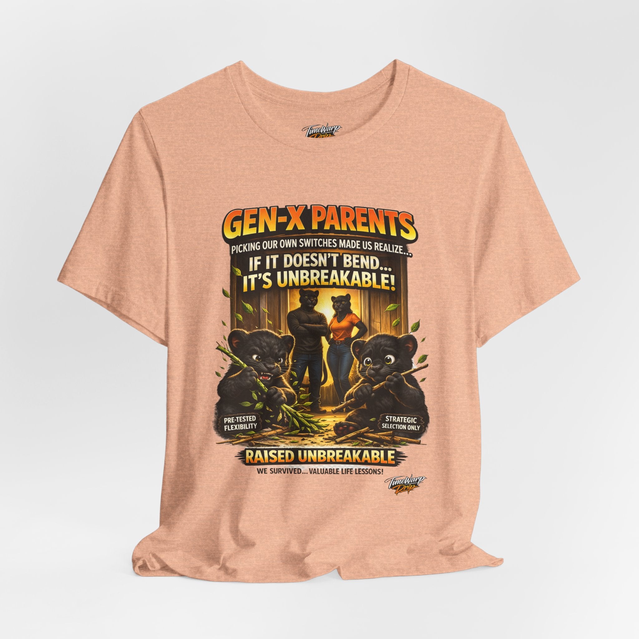 TimeWarp Drip Black Raised Unbreakable T-Shirt—Gen X streetwear drip, bold "Picked Our Own Switches" bears, retro-cool parent flex. streetwear apparel