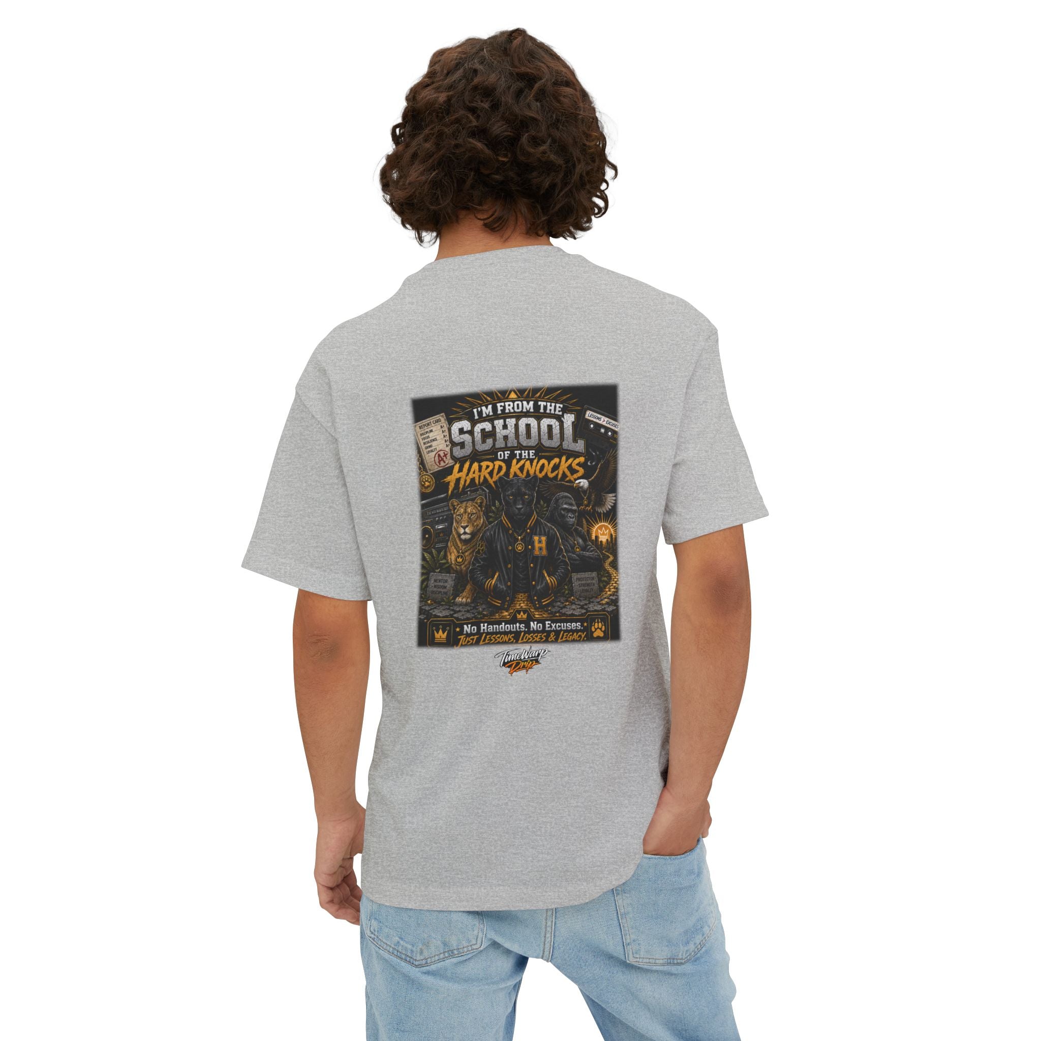 'School of Hard Knocks' - Motivational Oversized Boxy Tee