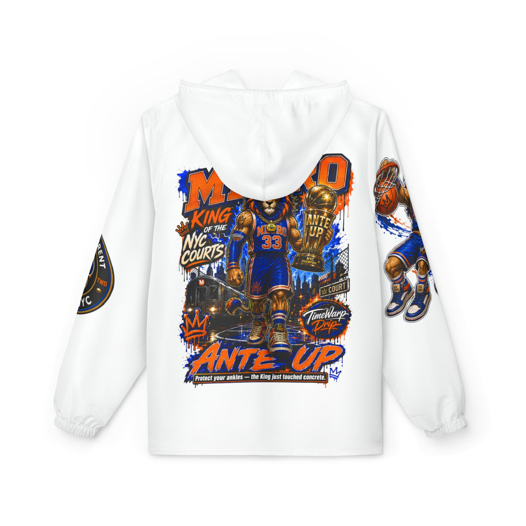 Basketball Windbreaker —  'ANTE UP' Metro Championship Streetwear (White)