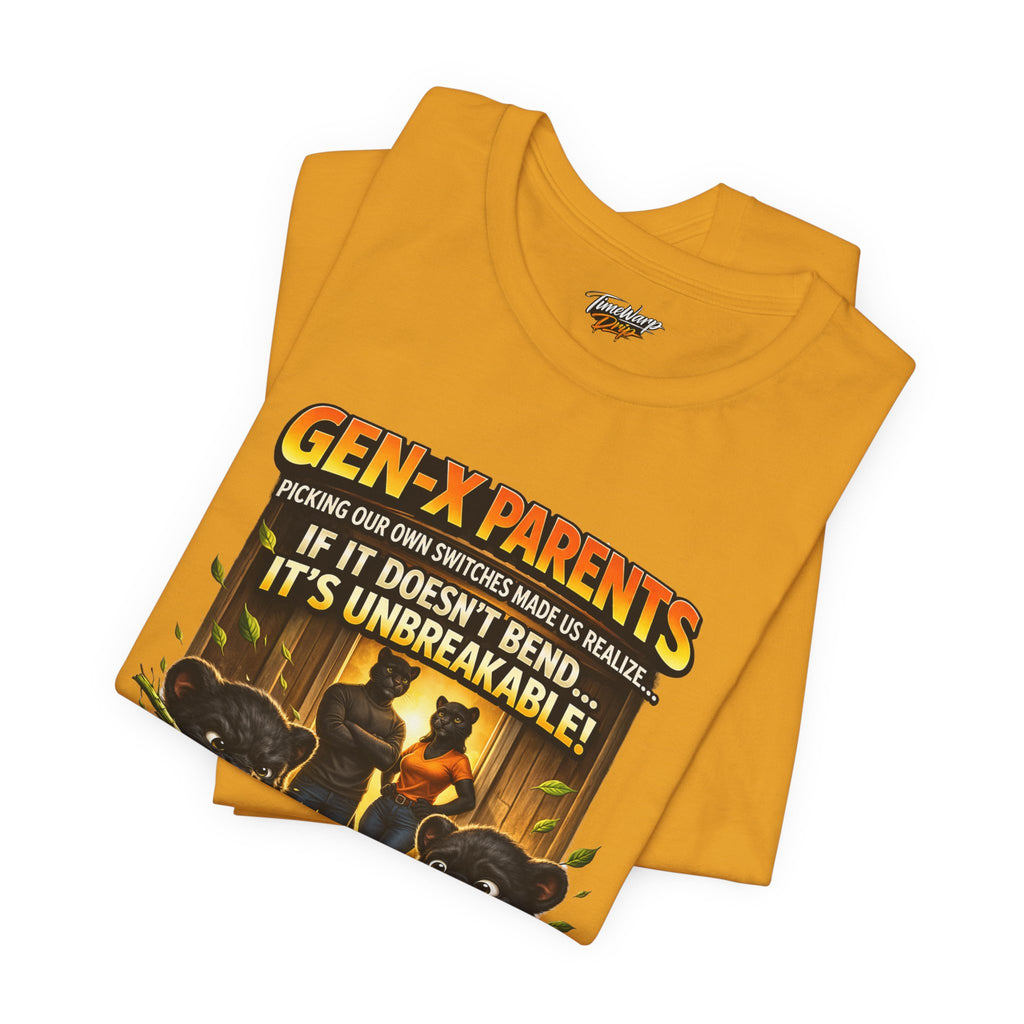 TimeWarp Drip Yellow Printify Unbreakable T-Shirt: “Picked Our Own Switches” Gen X tee, bold retro drip for confident streetwear style. streetwear apparel