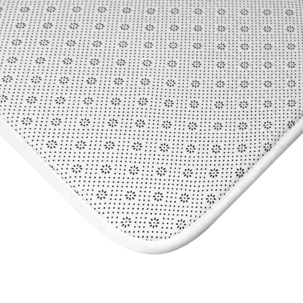 TimeWarp Drip Drip in style—Beige TimeWarp Drip bath mat pops with bold, quirky creatures, funky dots, and floral streetwear flair. streetwear apparel