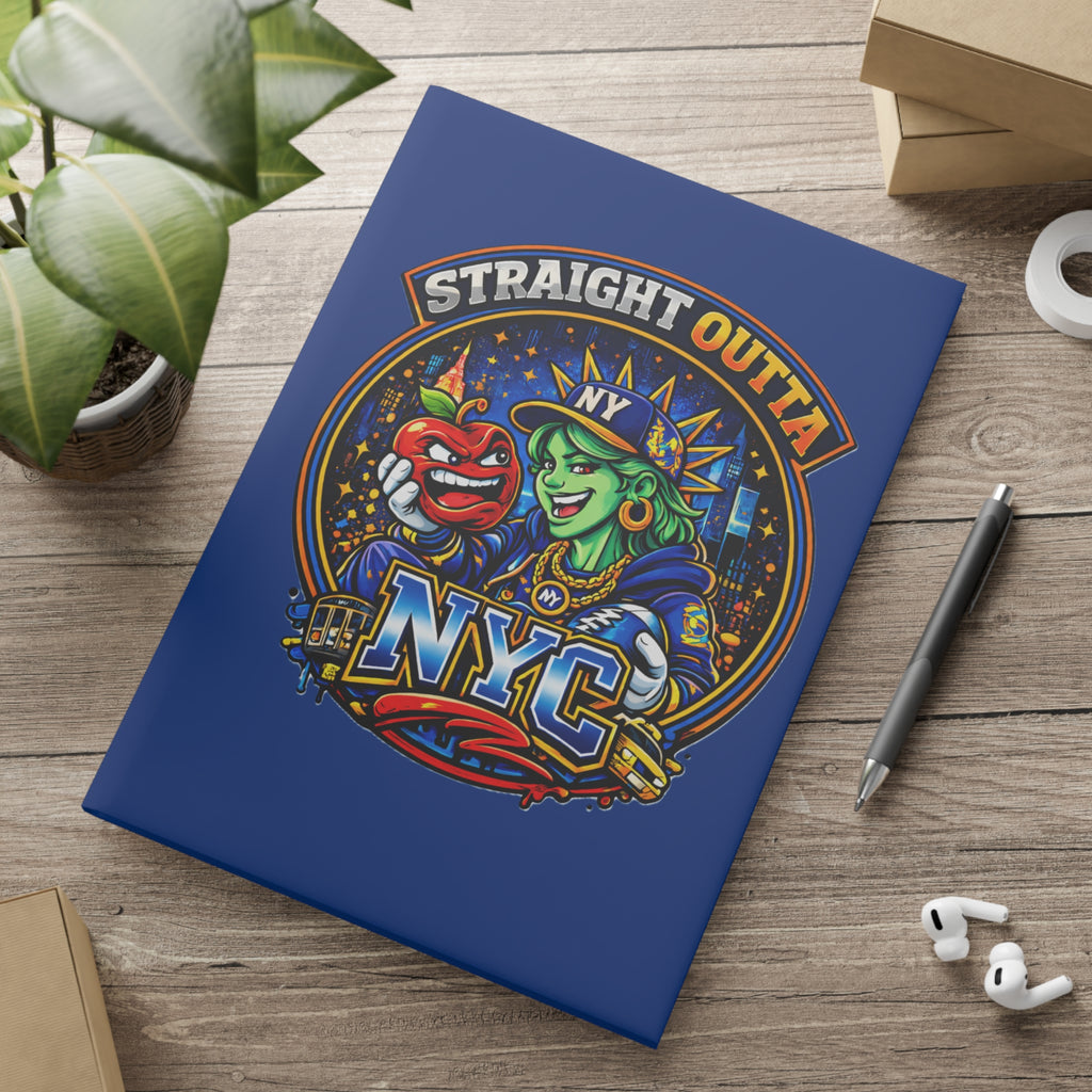 Hardcover NYC Puffy Notebook with Statue of Liberty graphic, featuring a New York City-themed design for writing and note-taking.