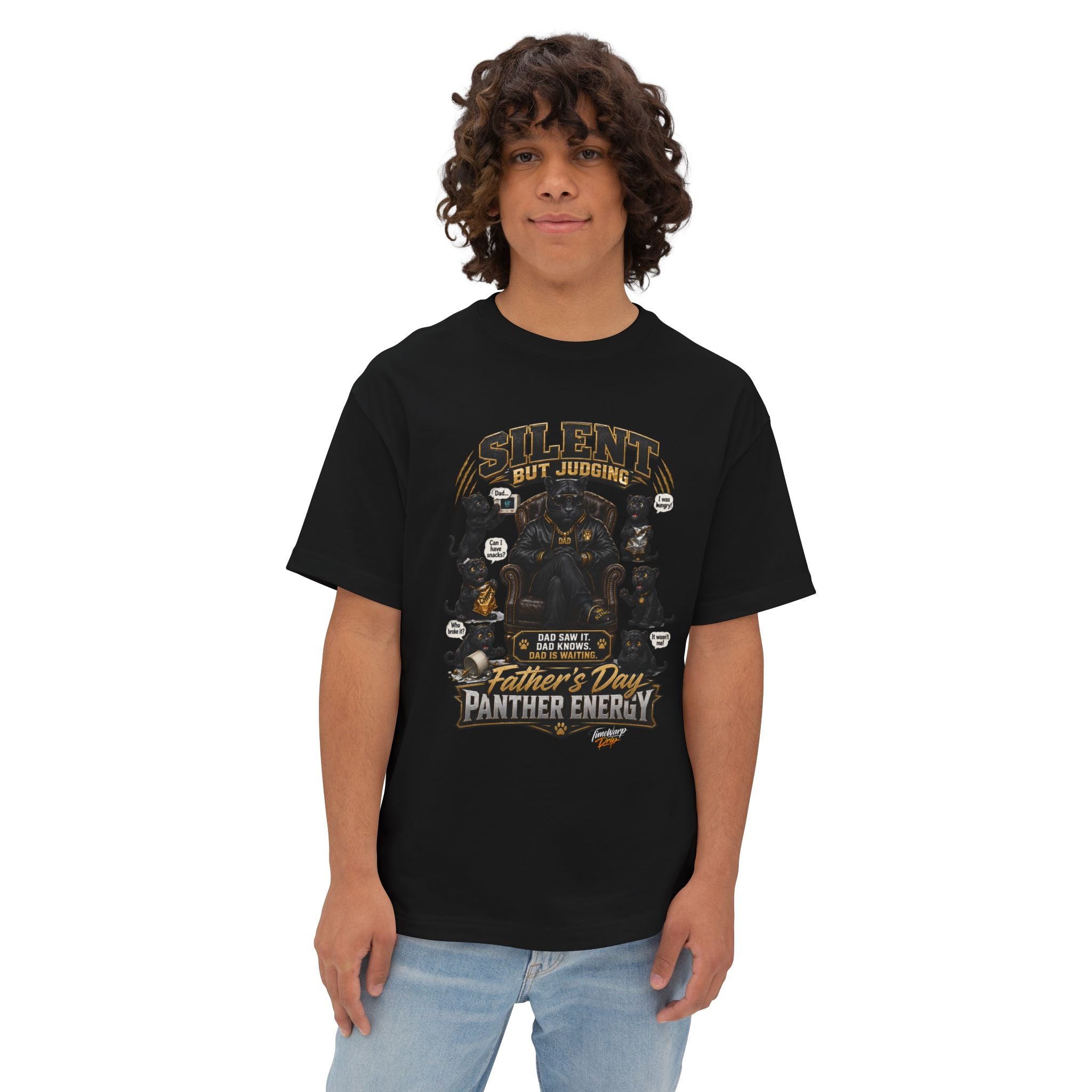 TimeWarp Drip Silent But Judging Panther Energy Graphic Tee – Purple – Oversized Streetwear | TimeWarp Drip