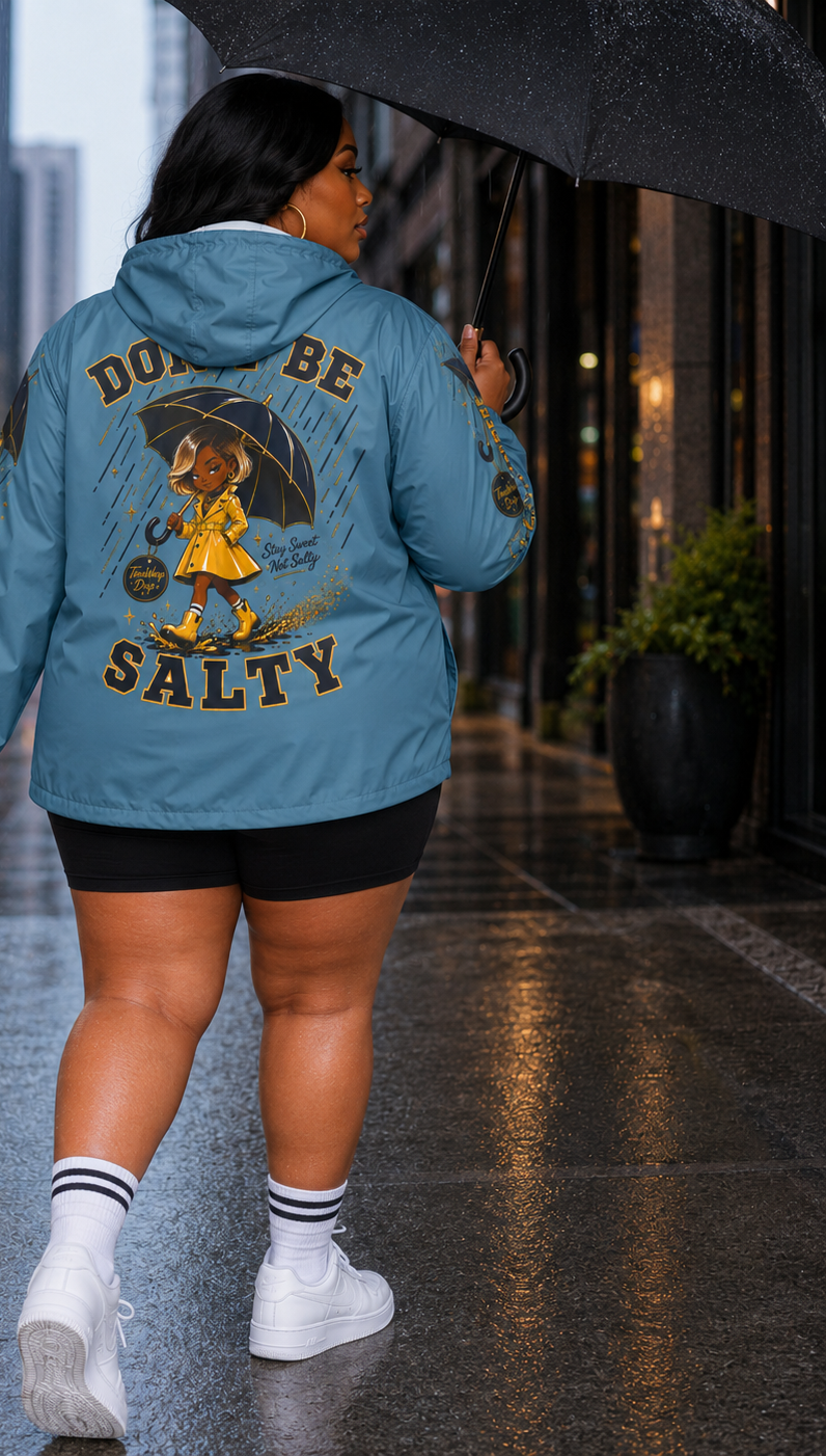 TimeWarp Drip Don't Be Salty Windbreaker – Retro Blue Drip – Don't Be Salty Streetwear | TimeWarp Drip