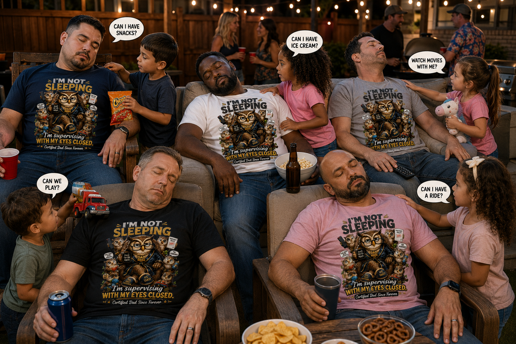 I'm Not Sleeping Owl Dad Tee — Funny "I'm Supervising With My Eyes Closed" Graphic T-Shirt