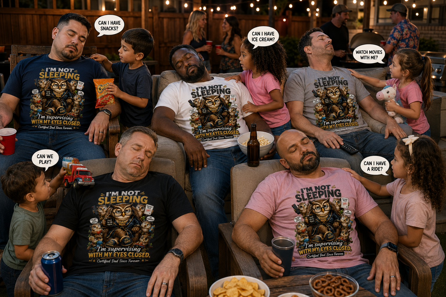 I'm Not Sleeping Owl Dad Tee — Funny "I'm Supervising With My Eyes Closed" Graphic T-Shirt