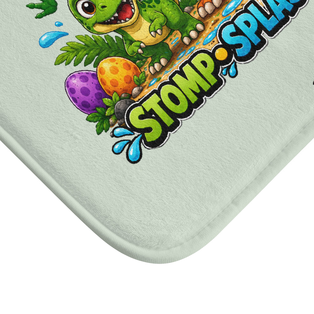TimeWarp Drip Tiny Roars & Big Adventures Bath Mat – Green – Kids Bathroom Decor | TimeWarp Drip