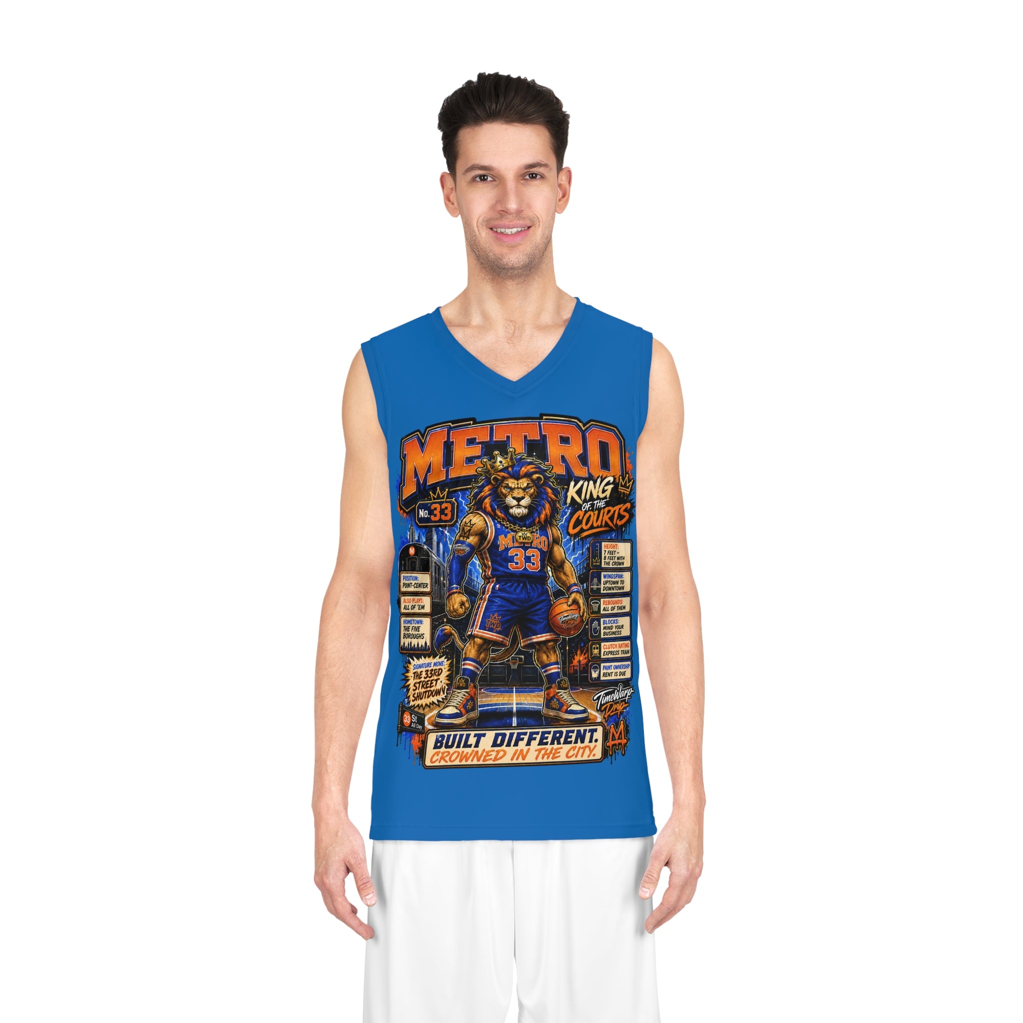 Basketball Jersey  (Blue) — Metro King Courts Lion Graphic (Built Different)
