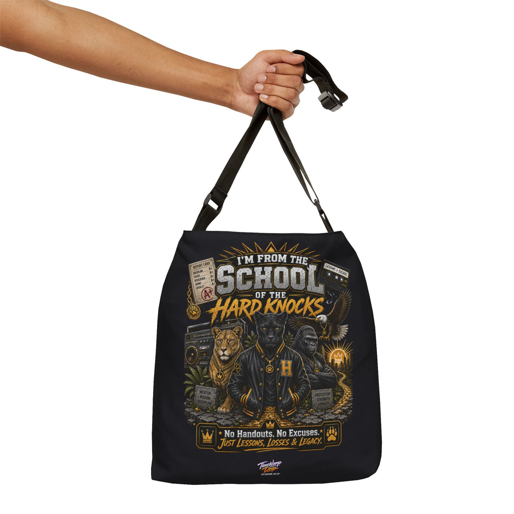 TimeWarp Drip School of Hard Knocks Motivational Tote Bag – Natural – NYC Streetwear | TimeWarp Drip