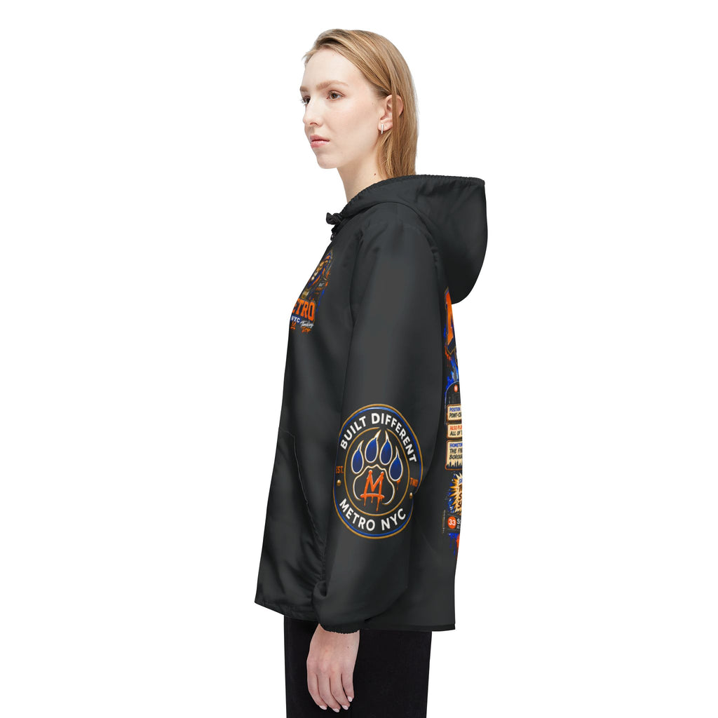 Basketball Windbreaker Jacket - 'Metro' (Black) Team Graphic Hooded Windbreaker