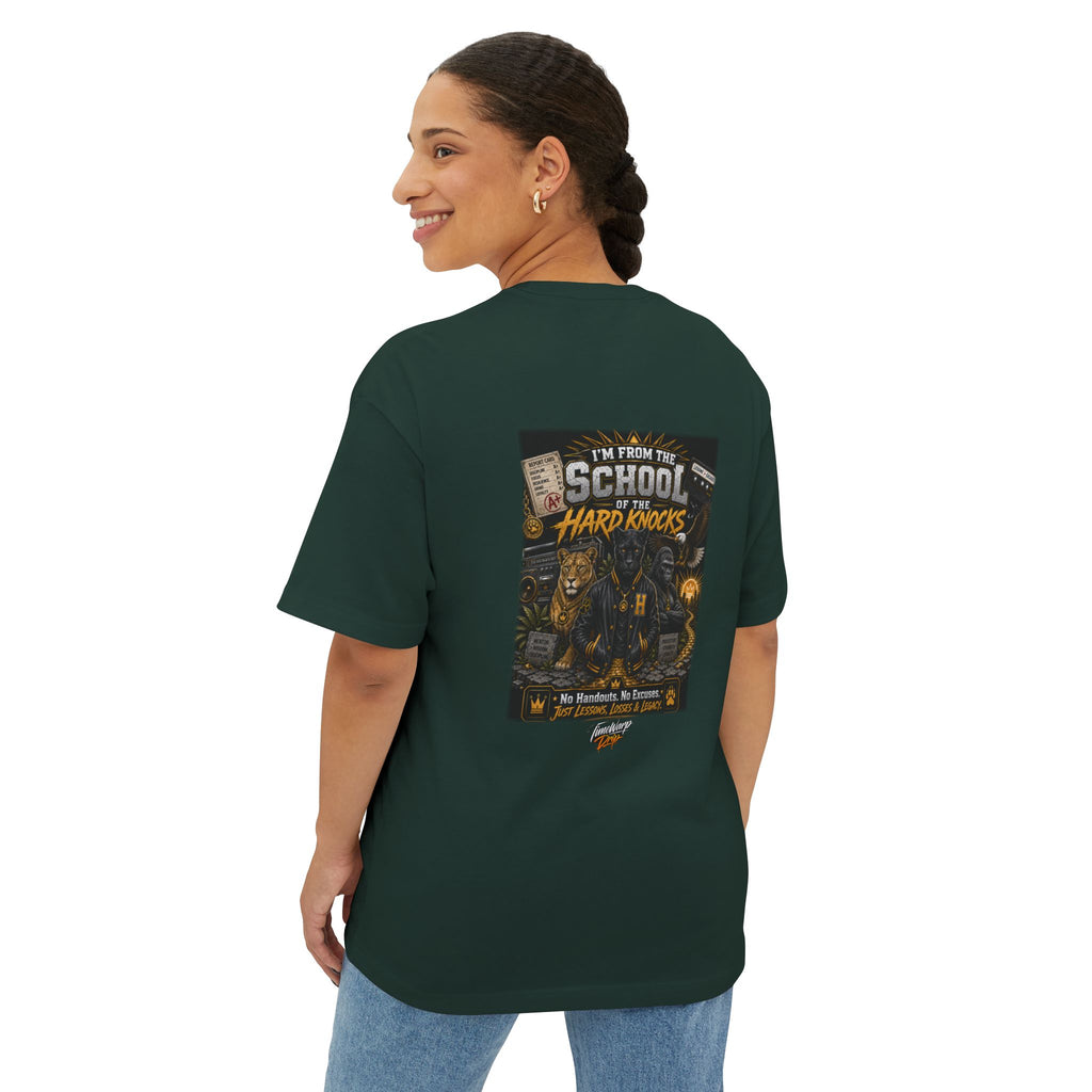 'School of Hard Knocks' - Motivational Oversized Boxy Tee