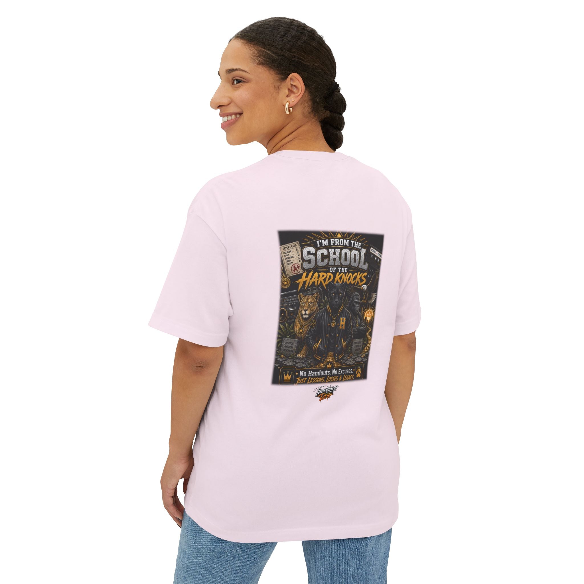 'School of Hard Knocks' - Motivational Oversized Boxy Tee