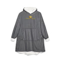 TimeWarp Drip Crowned in Every Era gray hooded blanket—street-chic, bold gold crown chest, white lining, front pocket. Own the drip!. streetwear apparel
