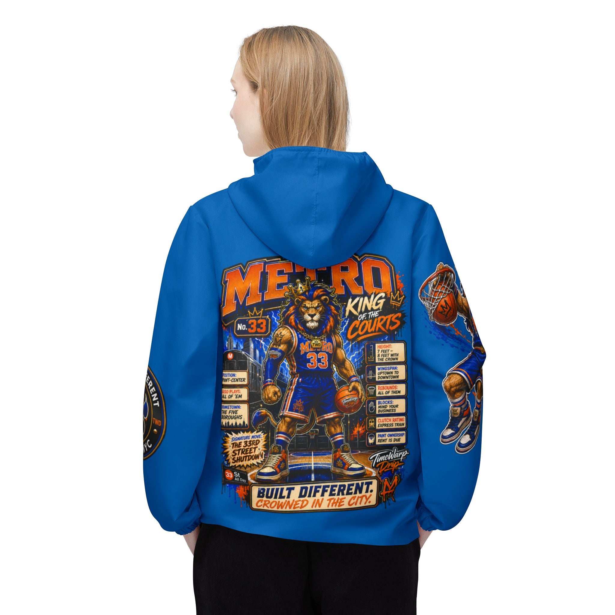Basketball Windbreaker Jacket - 'Metro' Team Graphic Hooded Windbreaker