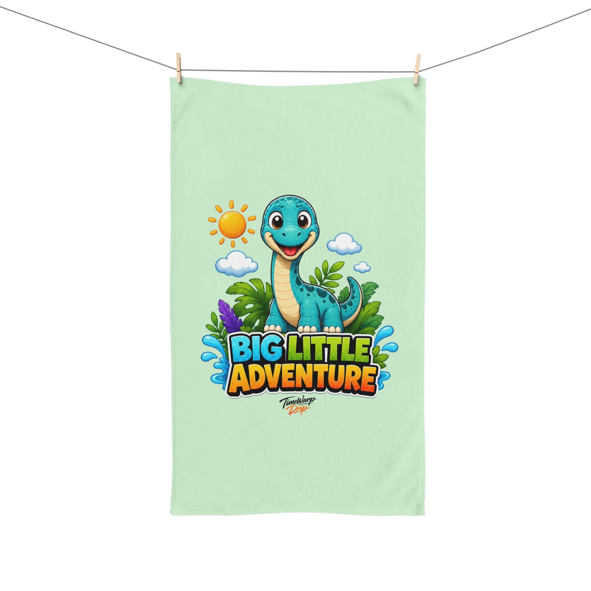 TimeWarp Drip Tiny Roars Big Little Adventure Hand Towel – Multi – Kids Bathroom Decor | TimeWarp Drip