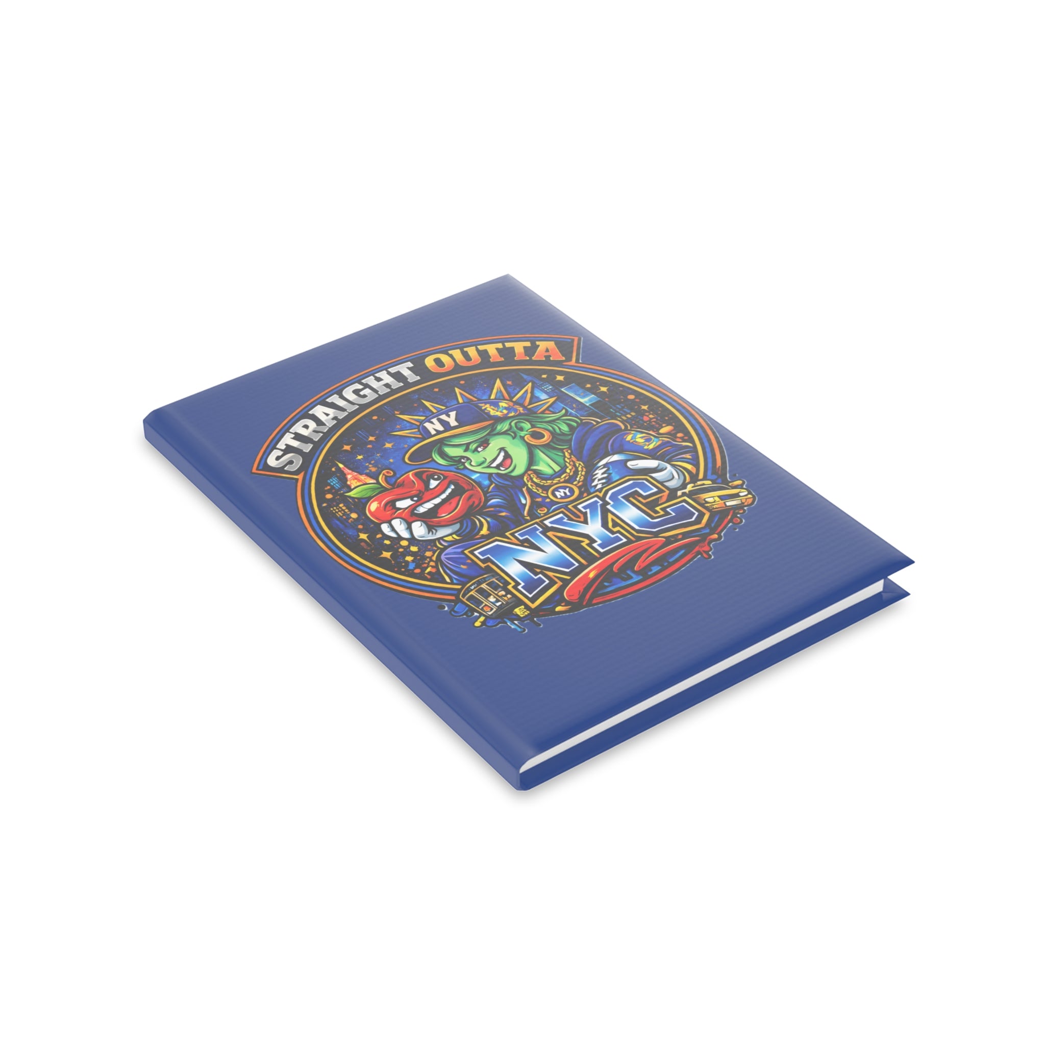 Hardcover NYC puffy notebook with Statue of Liberty graphic, featuring paper journal design by TimeWarp Drip for writing and note-taking.