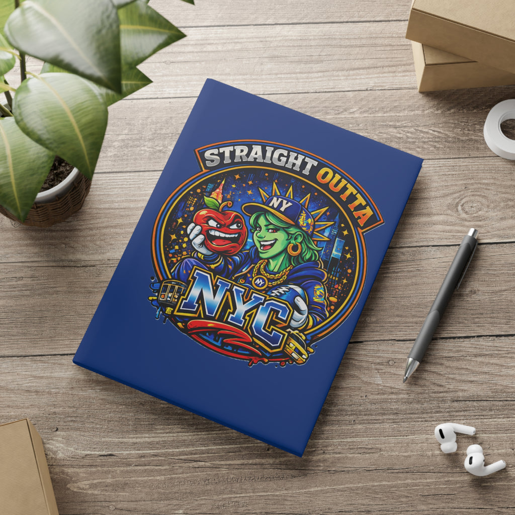 Hardcover notebook with Statue of Liberty graphic and "Straight Outta NYC" text, featuring puffy design and New York City theme.