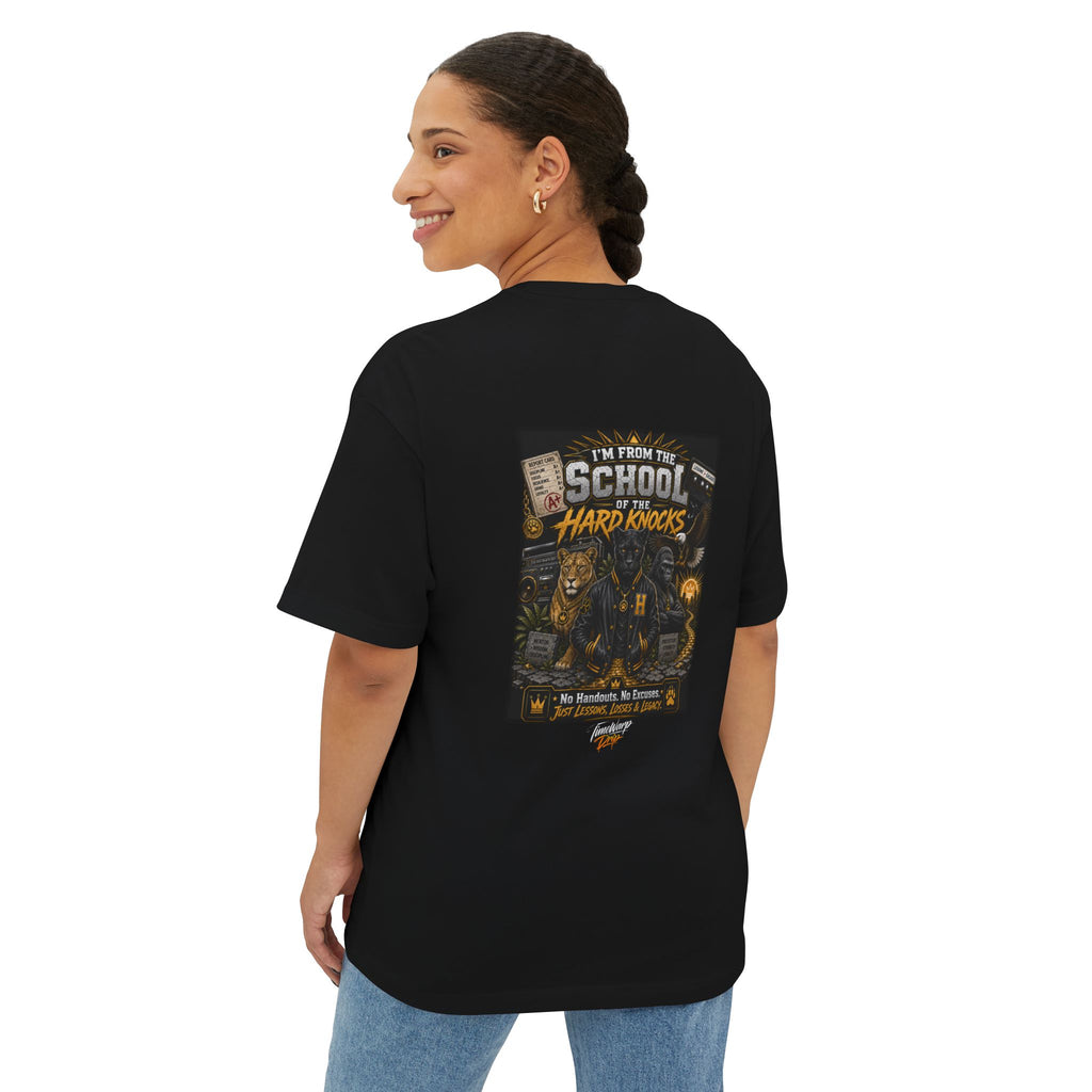 TimeWarp Drip School of Hard Knocks Graphic Tee – Navy – Oversized Streetwear | TimeWarp Drip
