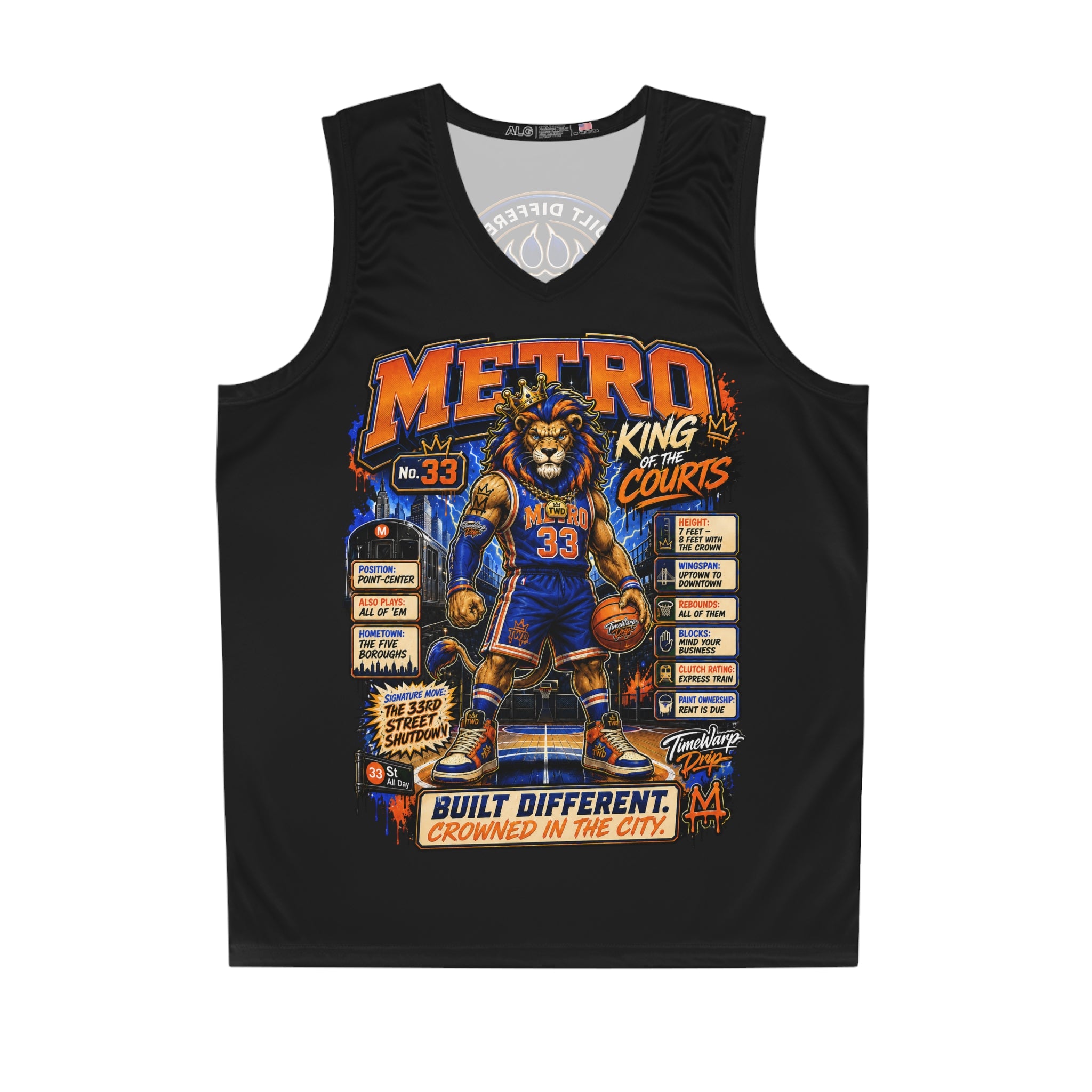 Basketball Jersey  (Black) — Metro King Courts Lion Graphic (Built Different)