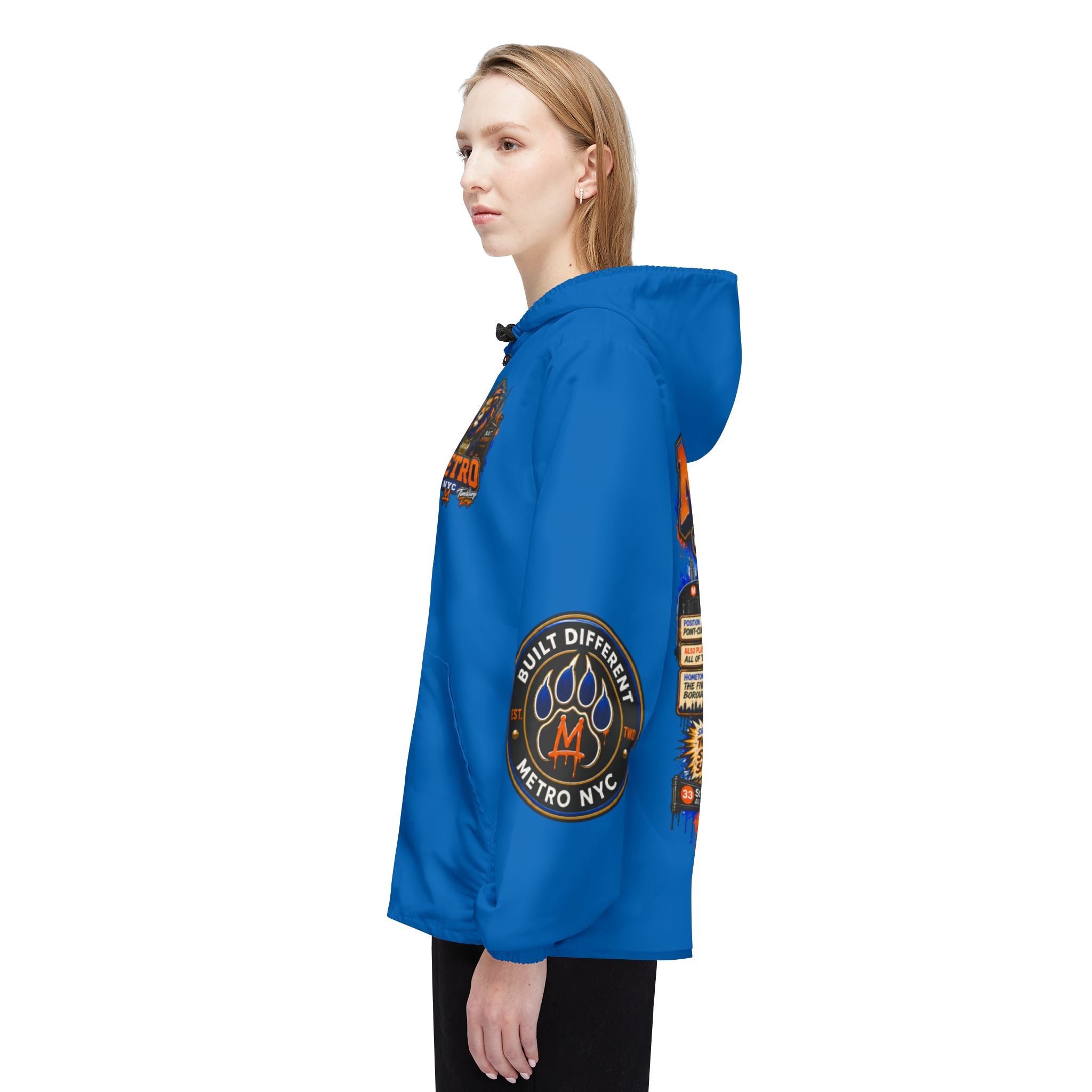 Basketball Windbreaker Jacket - 'Metro' Team Graphic Hooded Windbreaker