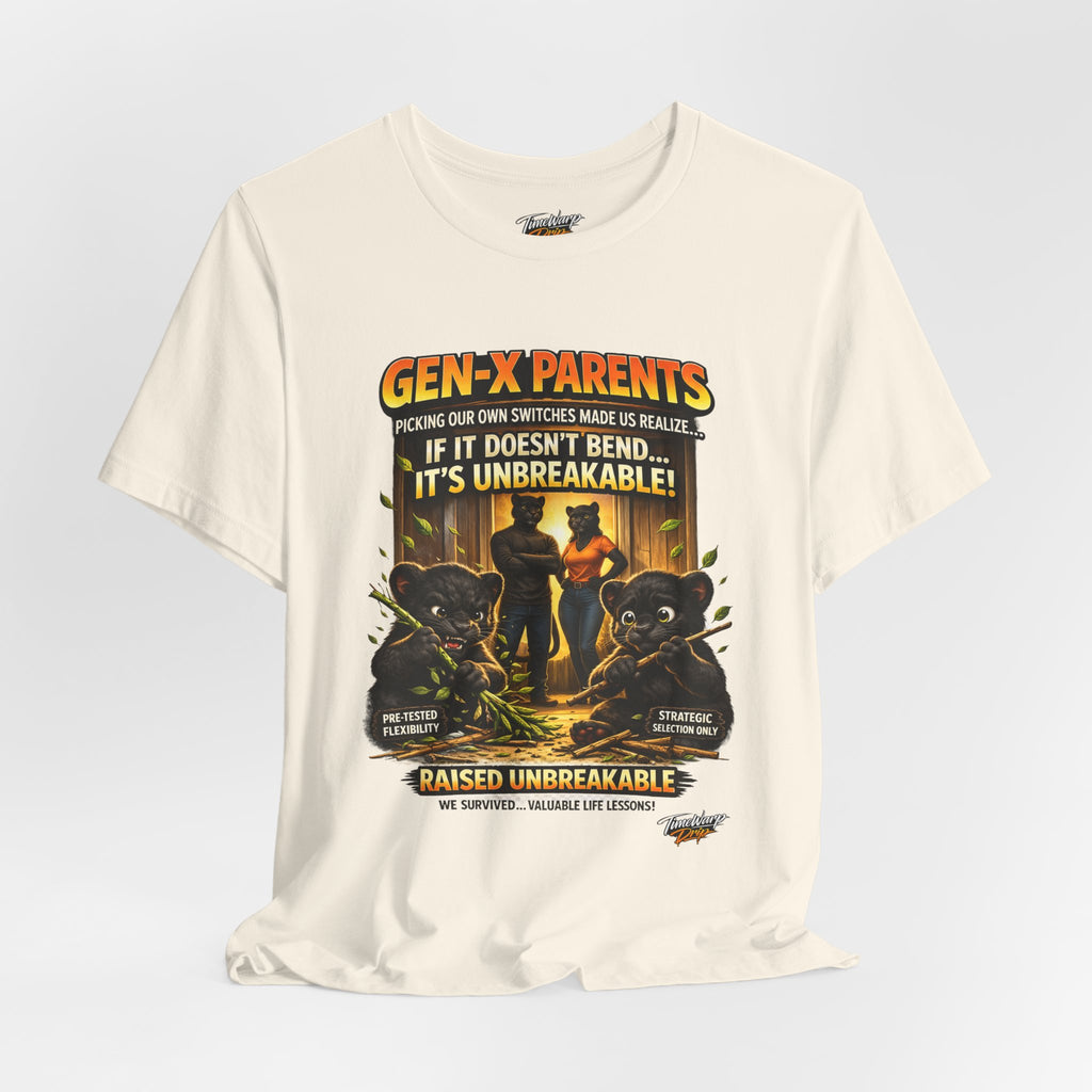 TimeWarp Drip Charcoal Raised Unbreakable Gen X tee—retro cartoon bears, bold streetwear drip, “Picked Our Own Switches” statement. streetwear apparel