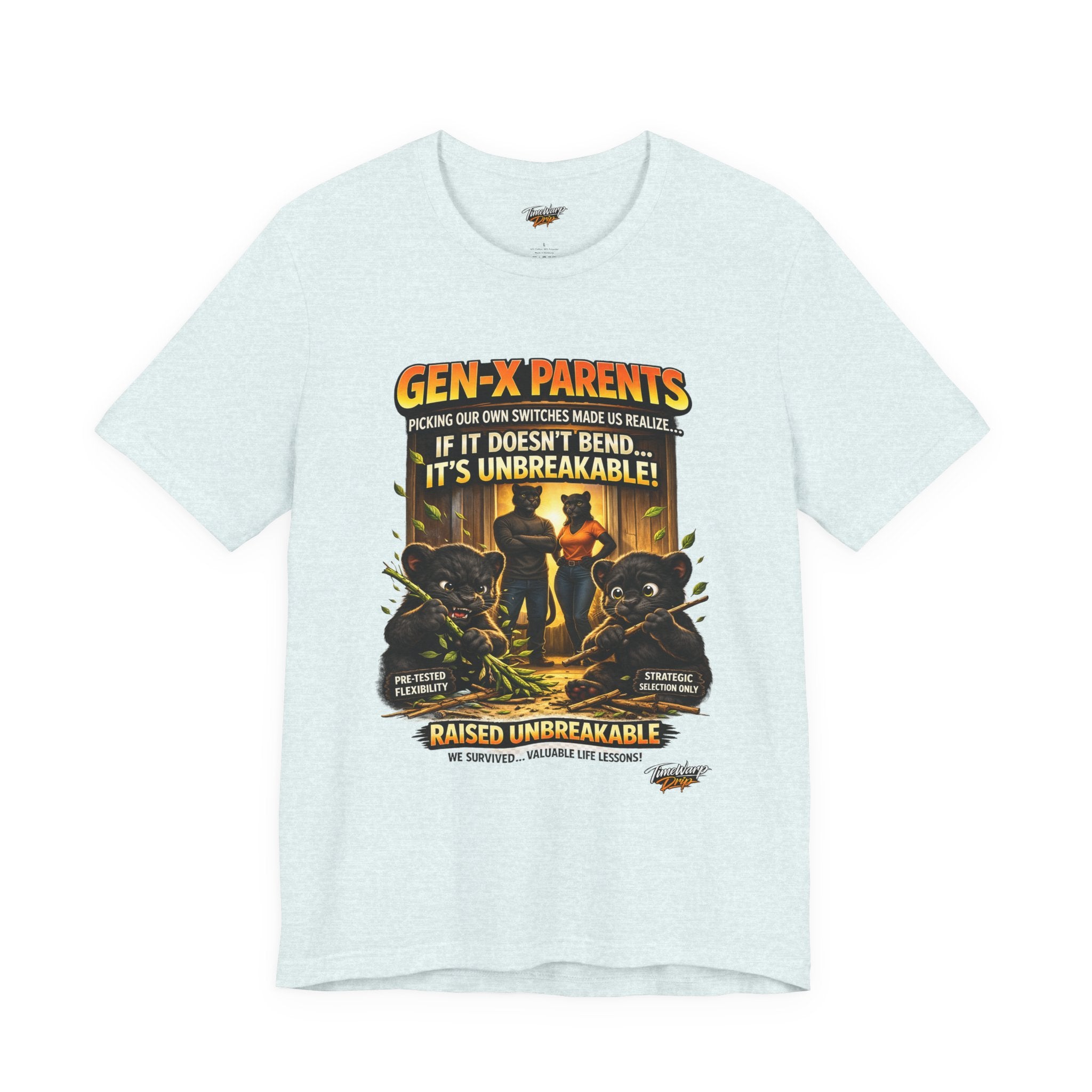 TimeWarp Drip Black Printify Unbreakable Tee—retro Gen X “Picked Our Own Switches” drip, bold streetwear style with cool bear fam cartoon. streetwear apparel