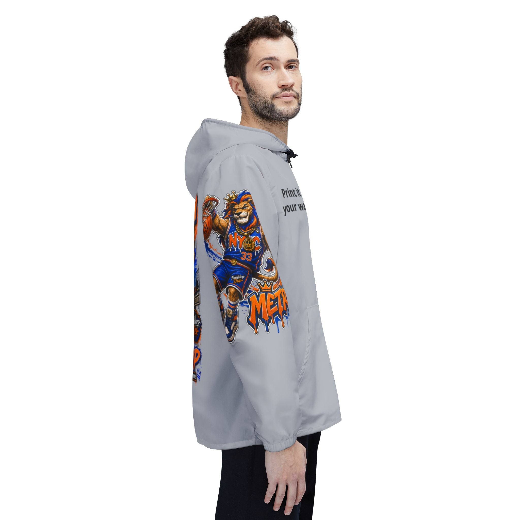 Basketball Windbreaker —  'ANTE UP' Metro Championship Streetwear (Gray)
