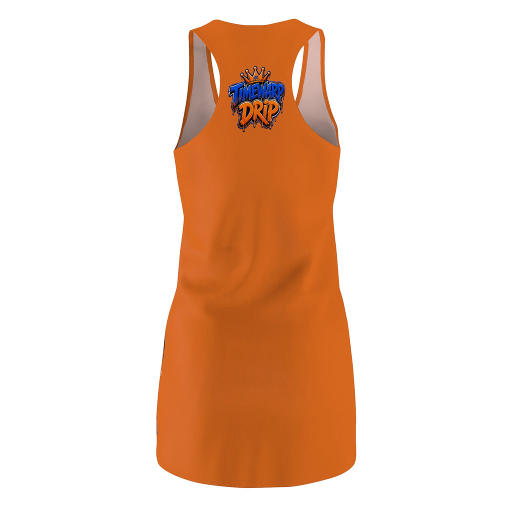 NYC Lioness Racerback Dress (Orange) — 'The Queen Drip' Streetwear Graphic