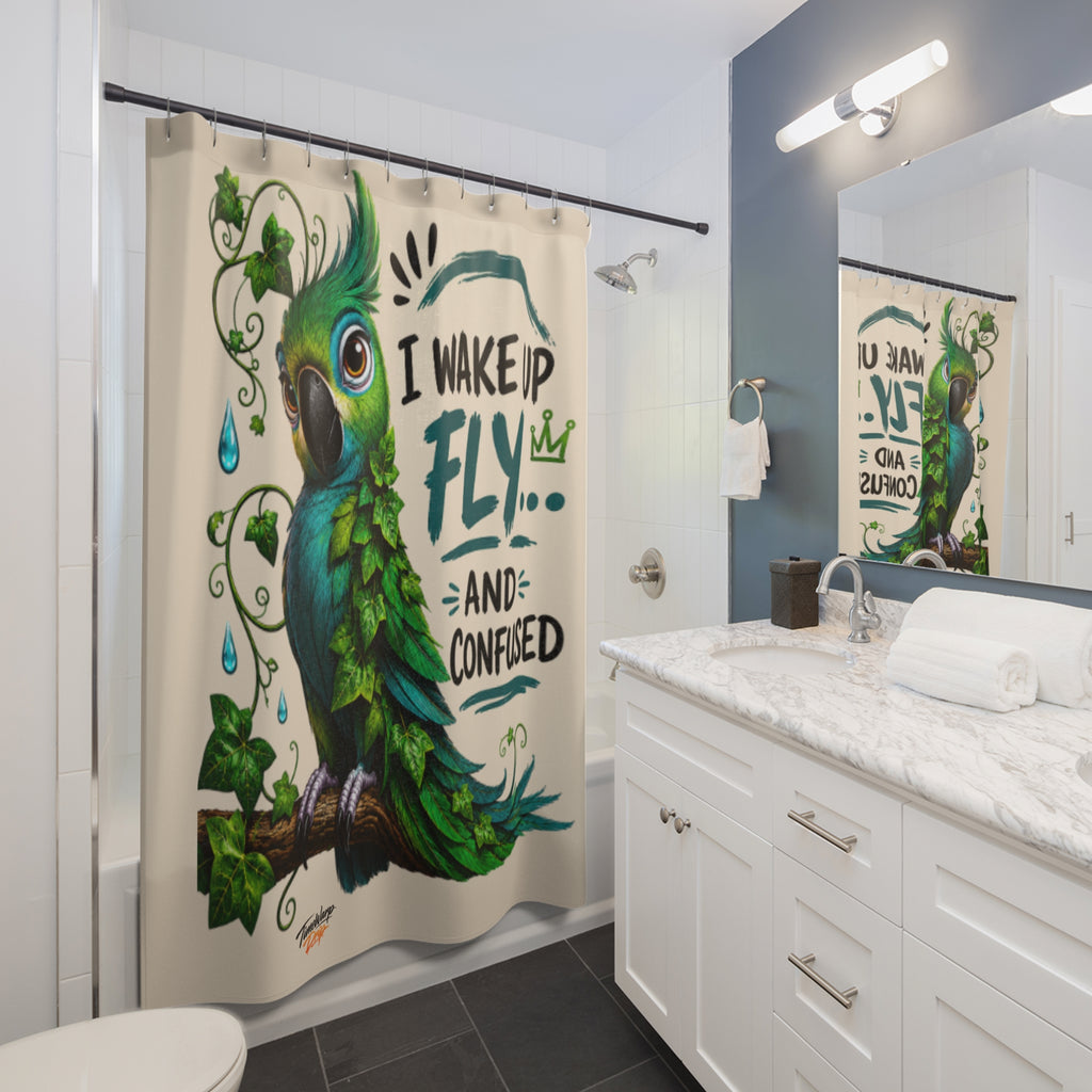 TimeWarp Drip Level up your space with this bold Ivy Parrot shower curtain—black, vivid graphics, and pure streetwear drip for your bathroom. 
