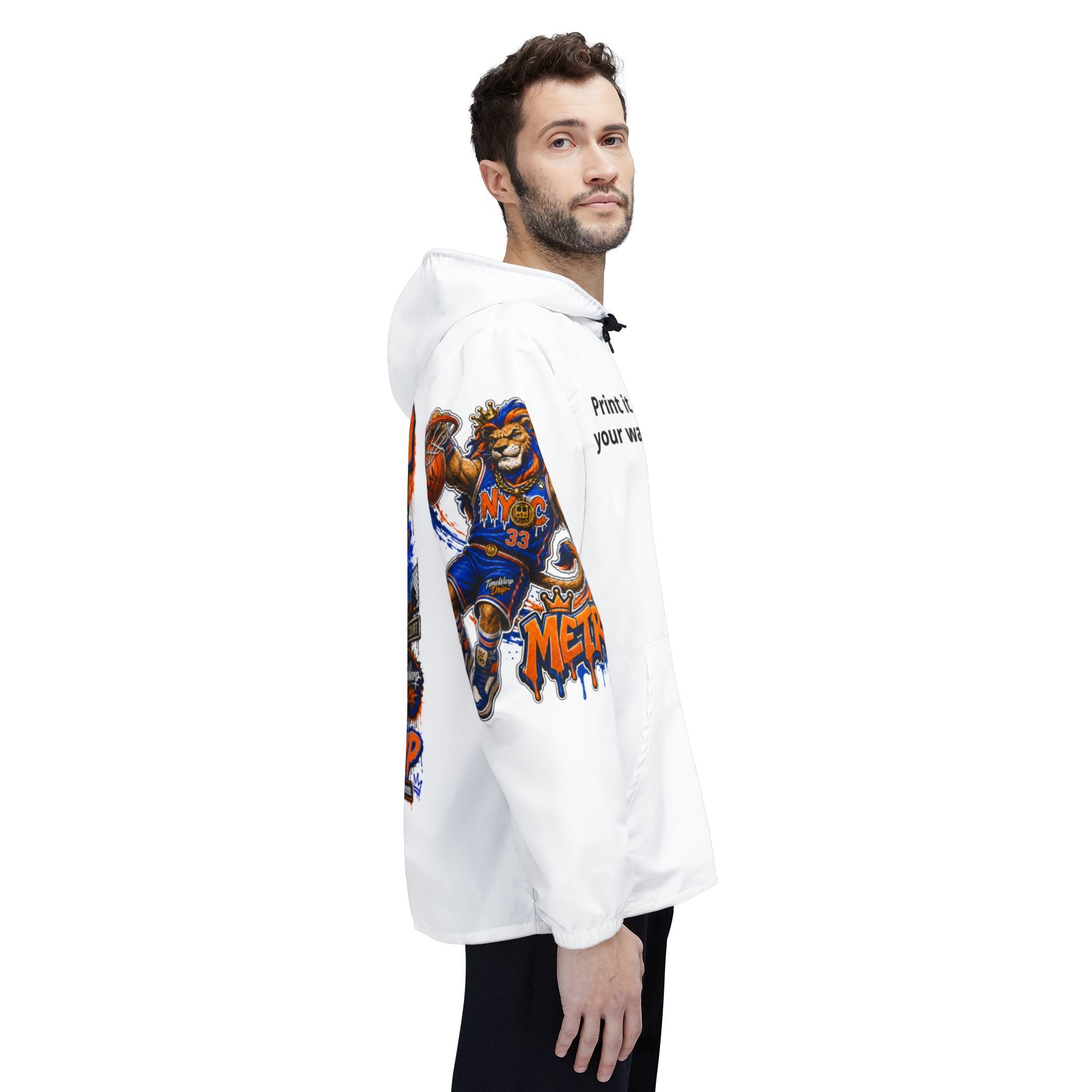 Basketball Windbreaker —  'ANTE UP' Metro Championship Streetwear (White)