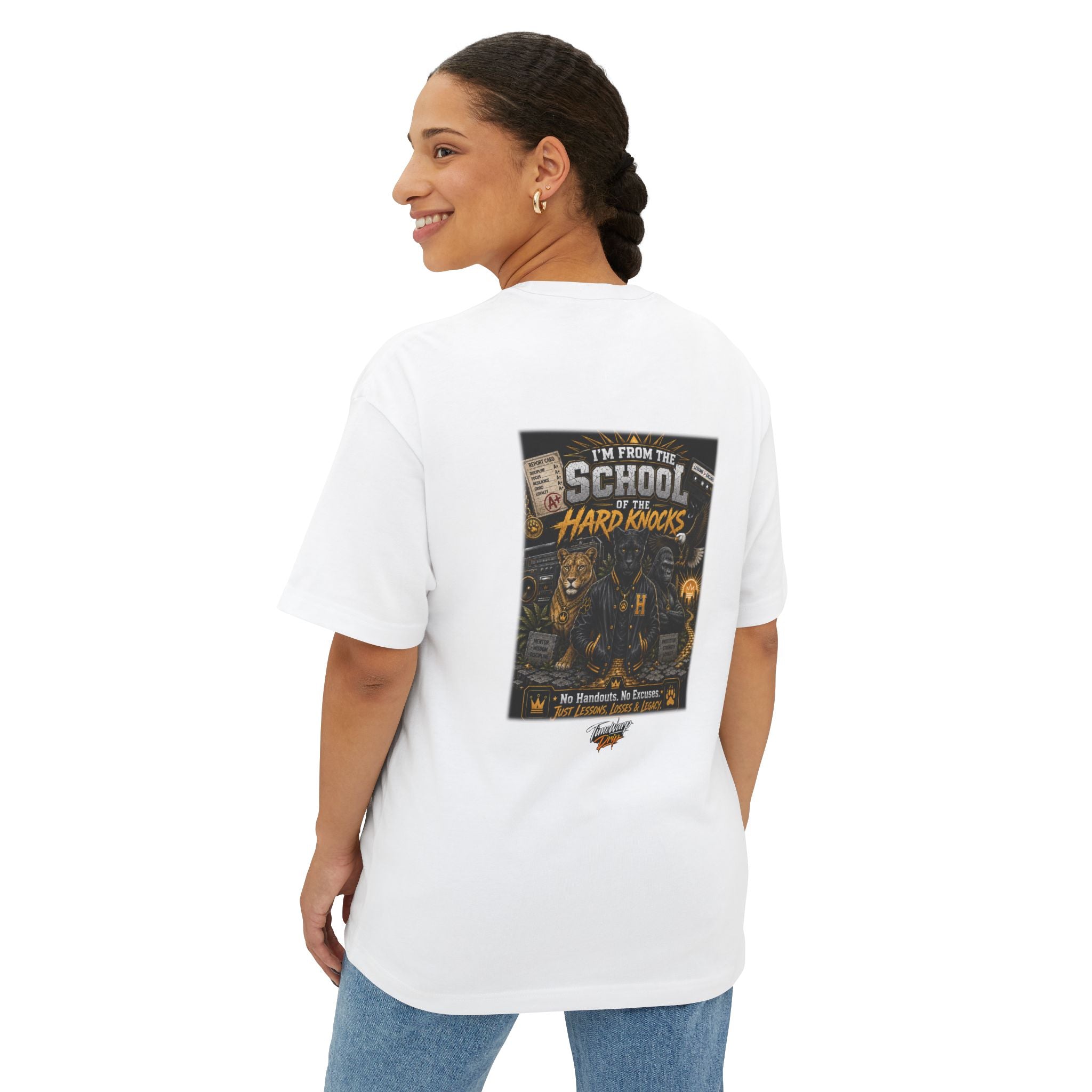 'School of Hard Knocks' - Motivational Oversized Boxy Tee
