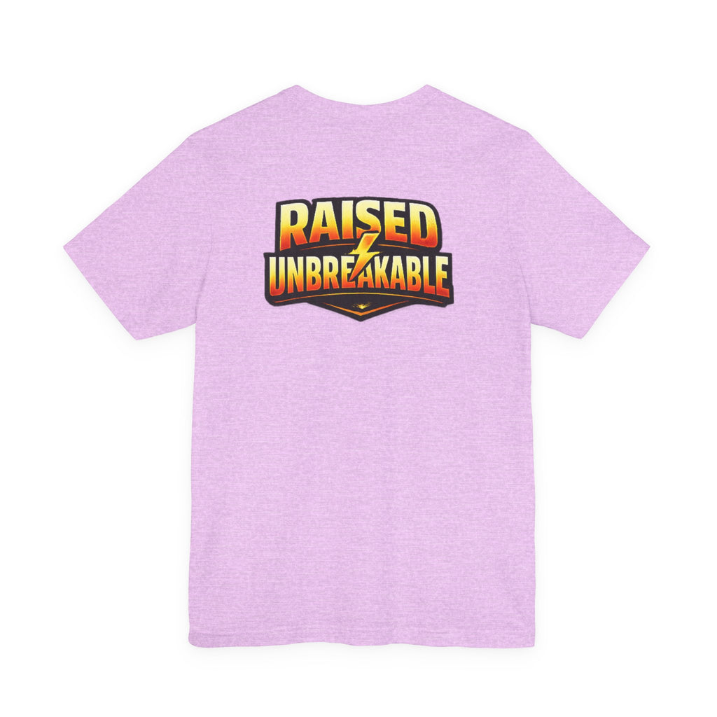 TimeWarp Drip Drip in style—light purple Printify Unbreakable tee pops with bold orange-yellow “UNBREAKABLE” text across the back. Streetwear vibes!. streetwear apparel