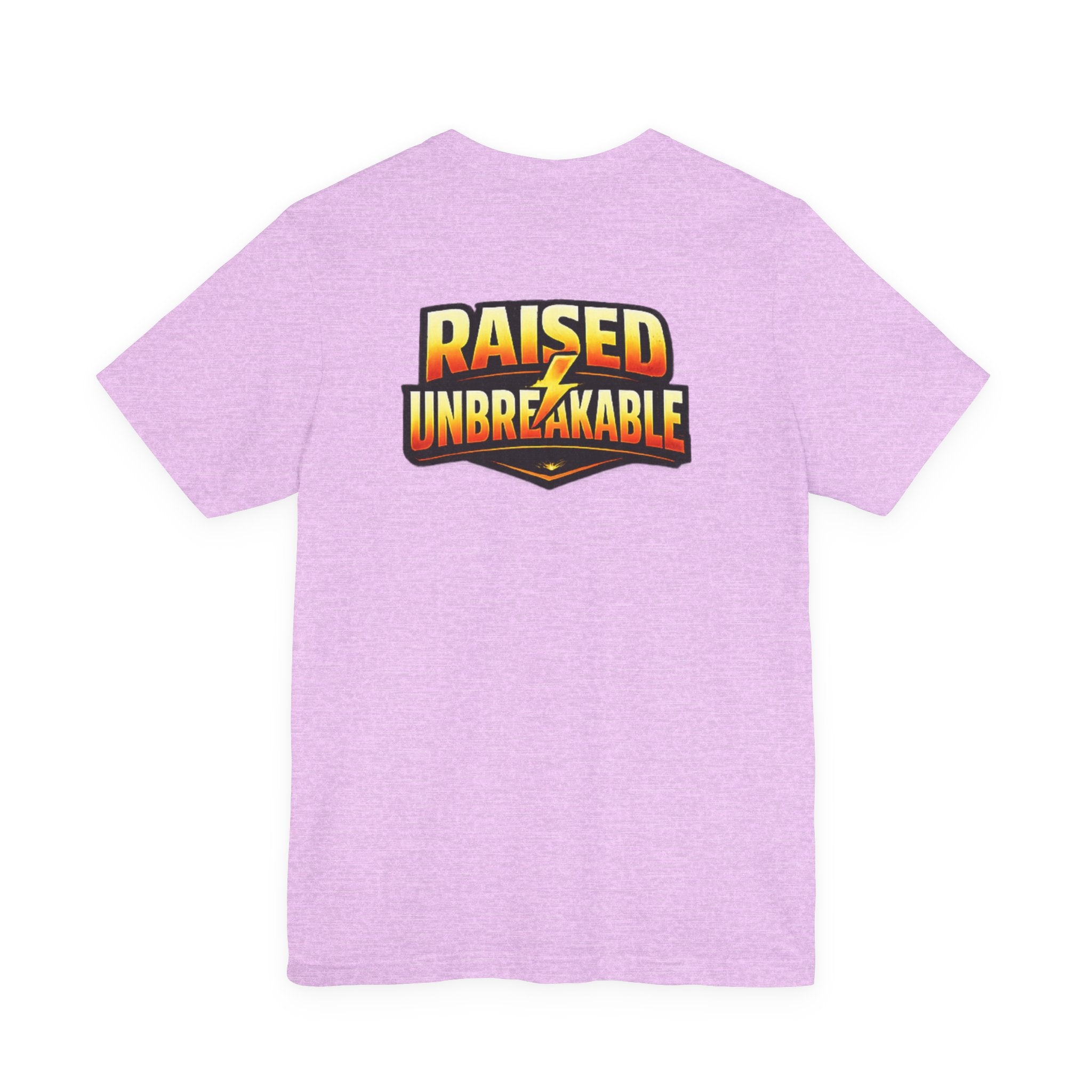 TimeWarp Drip Drip in style—light purple Printify Unbreakable tee pops with bold orange-yellow “UNBREAKABLE” text across the back. Streetwear vibes!. streetwear apparel