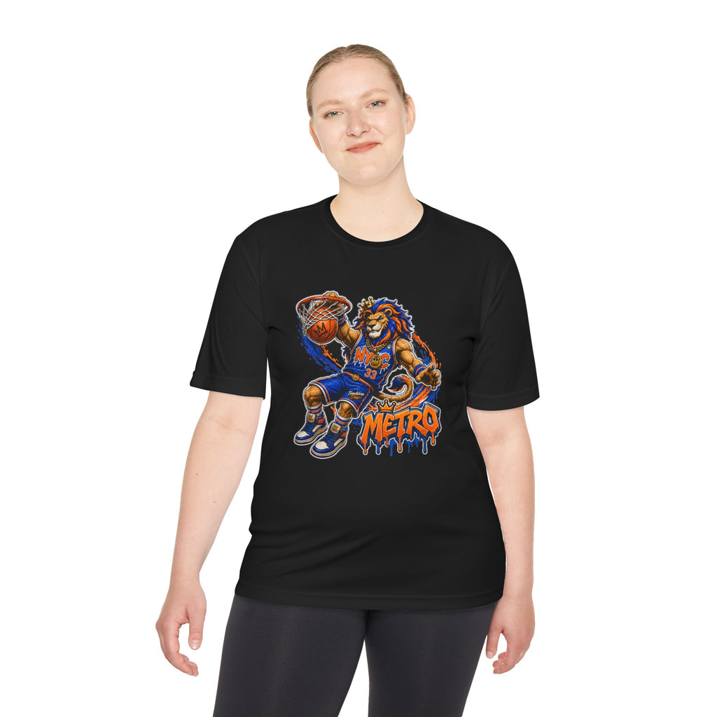 Metro NYC Basketball Tee — "Built Different" Lion Mascot Sports Shirt
