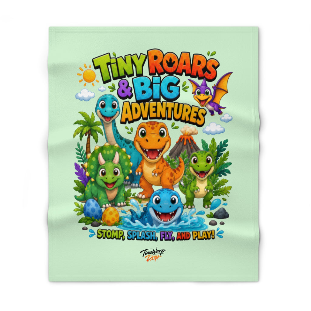 TimeWarp Drip Tiny Roars & Big Adventures Crushed Velvet Blanket – Multi – Kids Streetwear Loungewear | TimeWarp Drip