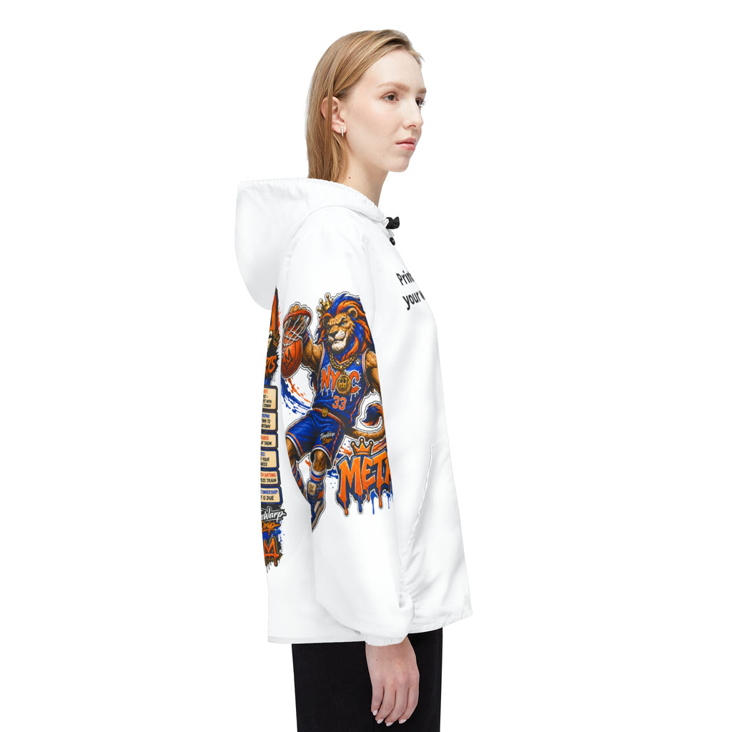 Basketball Windbreaker Jacket - 'Metro' (White) Team Graphic Hooded Windbreaker