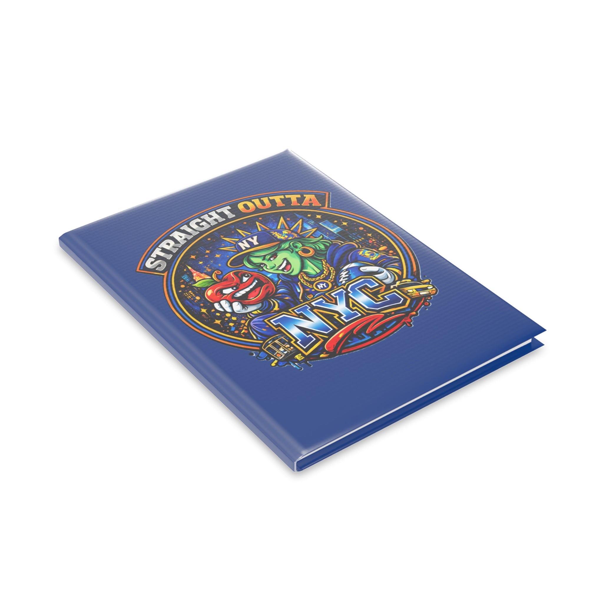 Hardcover notebook featuring a Statue of Liberty graphic with "Straight Outta NYC" text, ideal for journal and paper product lovers.