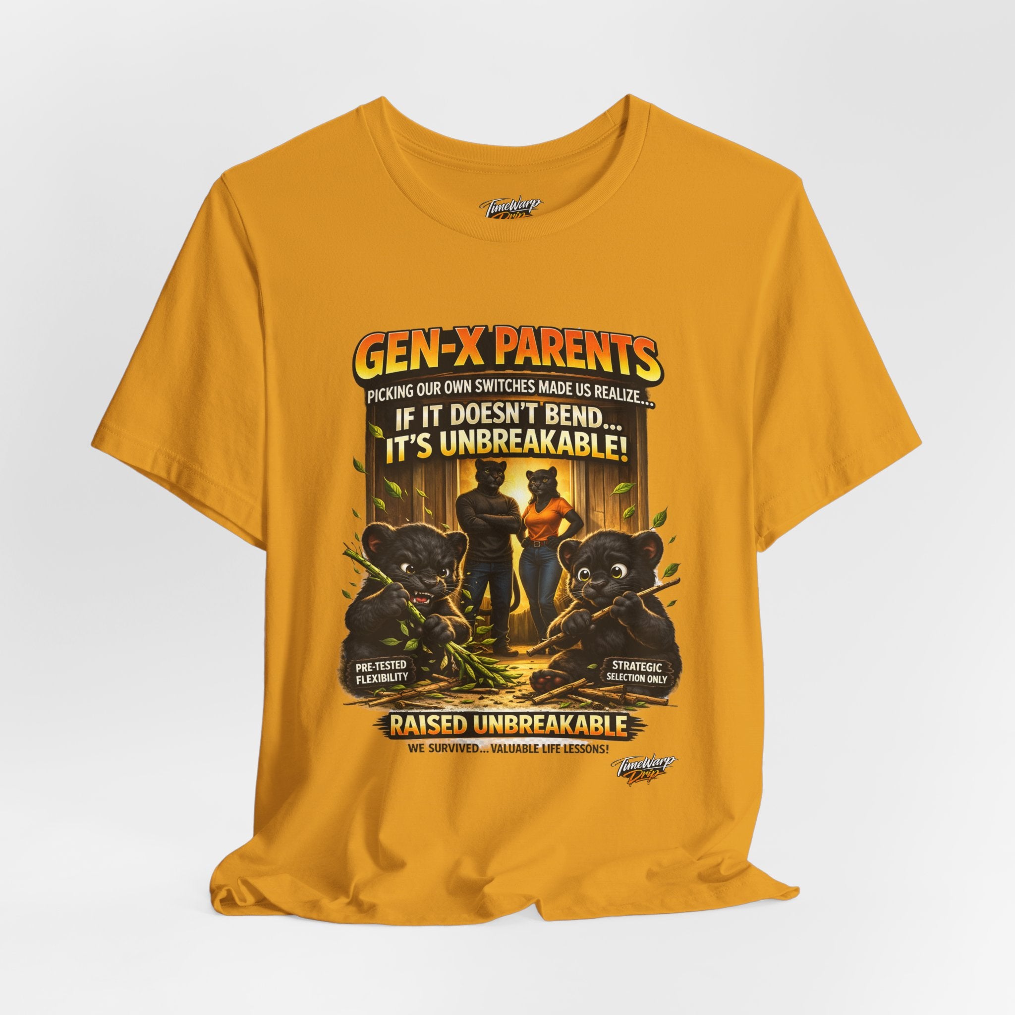 TimeWarp Drip Unbreakable Black Tee—Gen X “Picked Our Own Switches” streetwise drip, bold retro graphics, statement nostalgia style. streetwear apparel