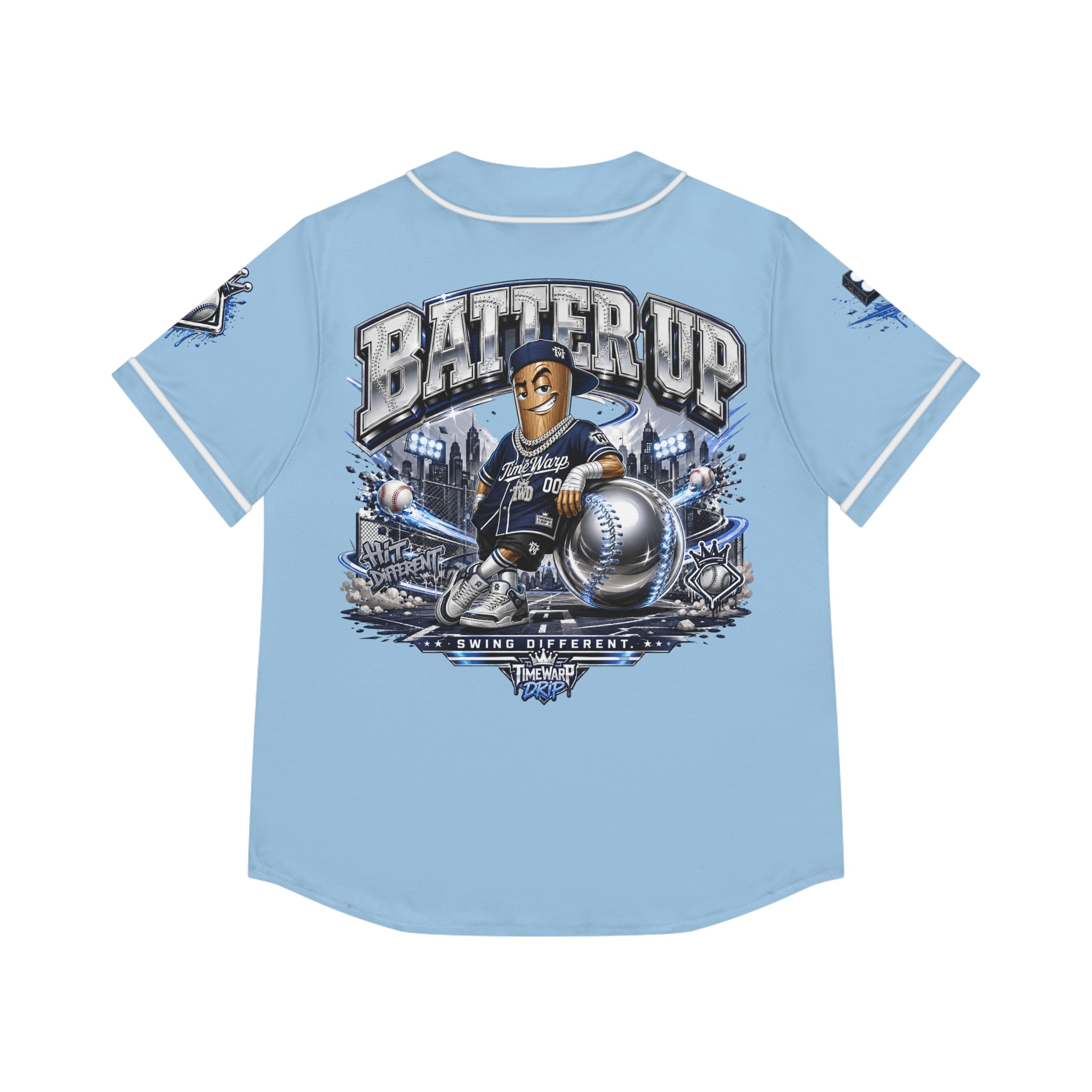 Batter Up Women’s Baseball Jersey — Stadium Lights Graphic
