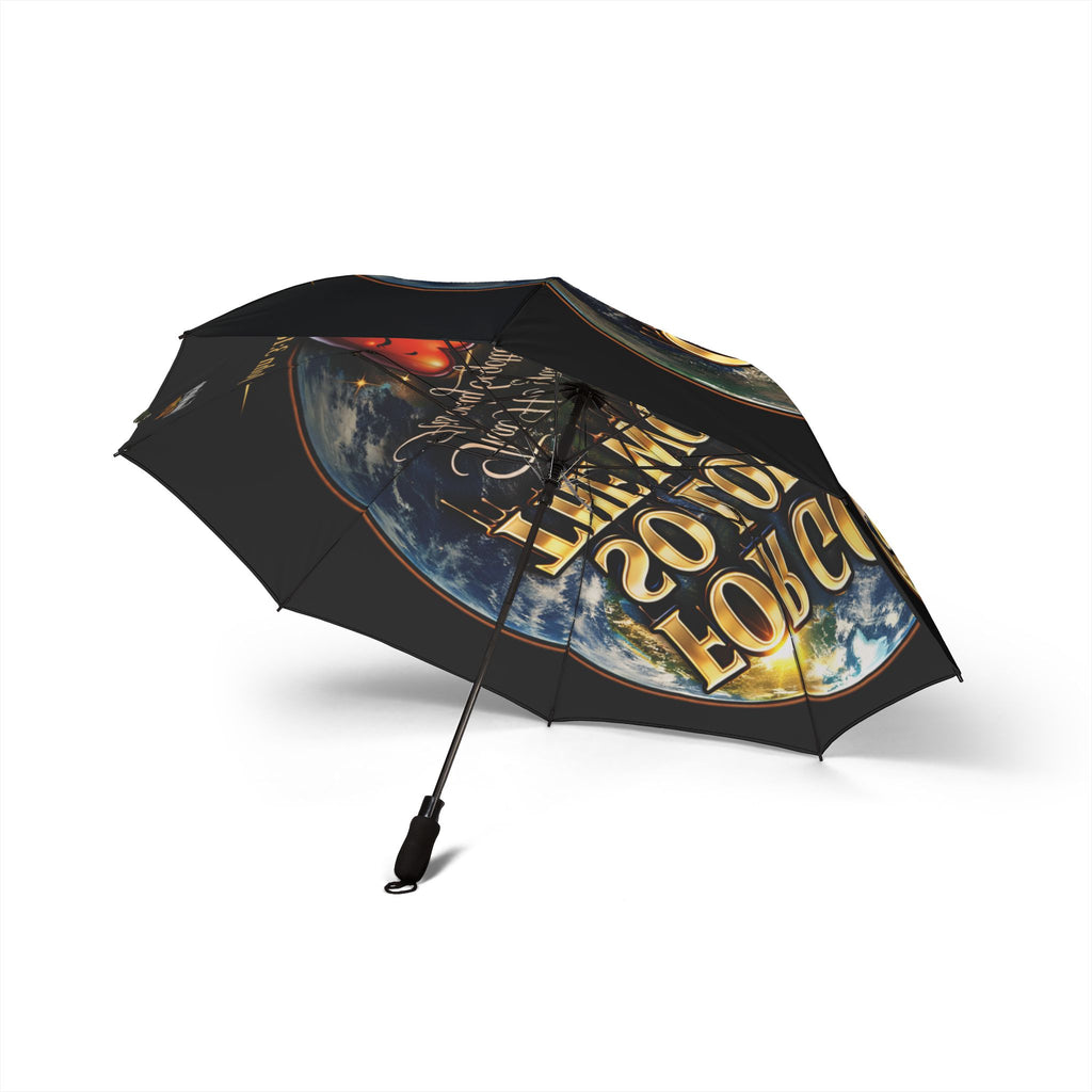 TimeWarp Drip John 3:16 foldable umbrella—bold street vibes, "For God So Loved the World," colorful Earth drip, rainproof style. streetwear apparel