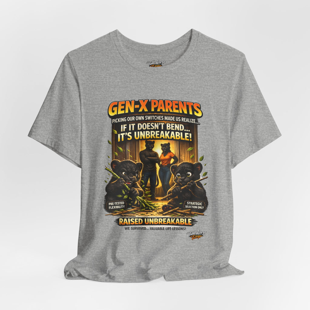 TimeWarp Drip Unbreakable black tee for Gen X—"Picked Our Own Switches" bold streetwear, retro drip, perfect for nostalgic parents. streetwear apparel