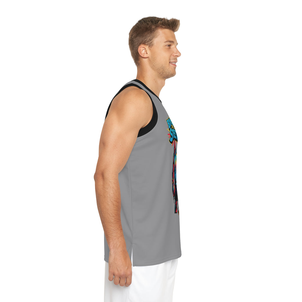 Gray Born From The Streets graphic jersey with all-over print, featuring bold street-inspired designs by Printify.