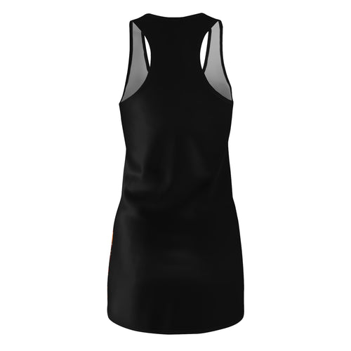 'Slow Burn' Fiery Pinup Racerback Dress (Black)
