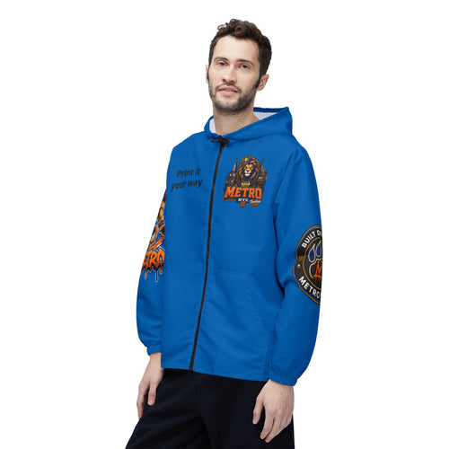 Basketball Windbreaker Jacket - 'Metro' Team Graphic Hooded Windbreaker